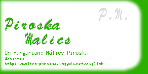 piroska malics business card
