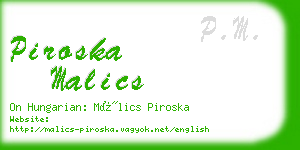 piroska malics business card